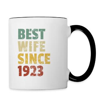 Best Wife Since 1923 Funny Anniversary Birthday - Contrasting Mug - white/black - Right