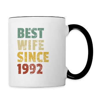 Beste Ehefrau seit 1992 Lustiger Geburtstag - Tasse zweifarbig - Weiß/Schwarz - Rechts