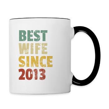 Best Wife Since 2013 Funny Anniversary Birthday - Contrasting Mug - white/black - Right