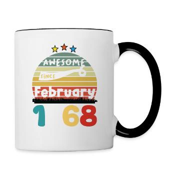 56 Years Old Made In 1968 Vintage February 1968 - Contrasting Mug - white/black - Right