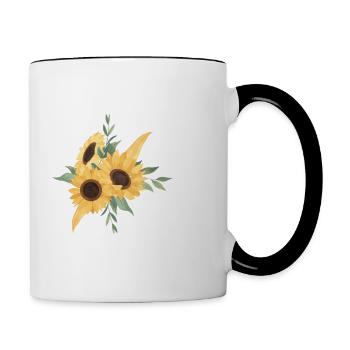 Sonnenblume Blumen E-Brief - Tasse zweifarbig - Weiß/Schwarz - Rechts