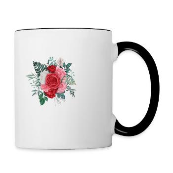 Red Floral Letter P - Contrasting Mug - white/black - Right
