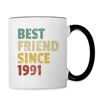 Meilleur ami depuis 1991 Slogan d’anniversaire drôle - Mug contrasté - blanc/noir - Droite