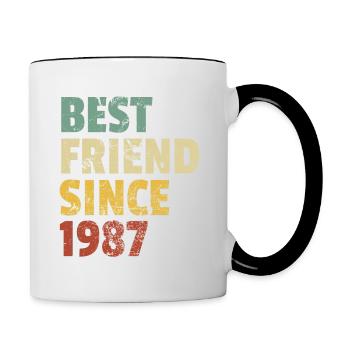 Meilleur ami depuis 1987 Slogan d’anniversaire drôle - Mug contrasté - blanc/noir - Droite