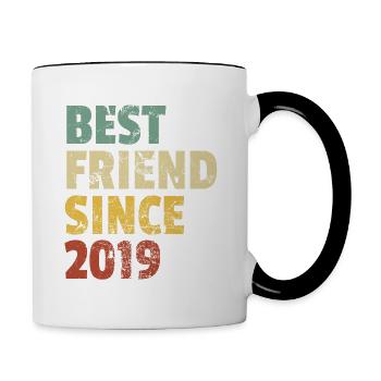 Meilleur ami depuis 2019 Slogan d’anniversaire drôle - Mug contrasté - blanc/noir - Droite