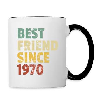 Meilleur ami depuis 1970 Slogan d’anniversaire drôle - Mug contrasté - blanc/noir - Droite