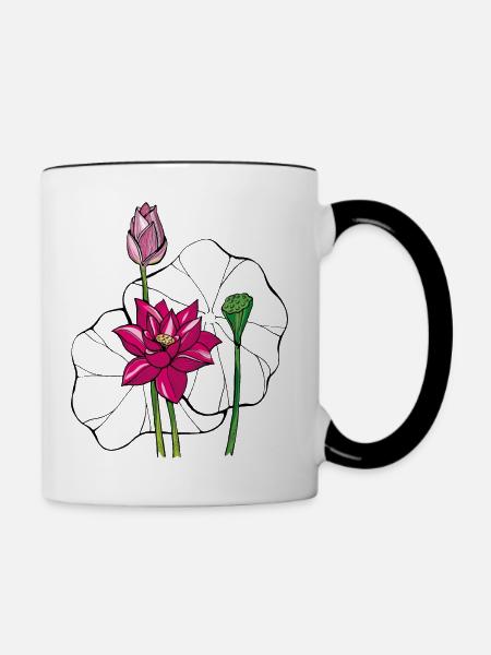 Seerose - Tasse zweifarbig - Weiß/Schwarz
