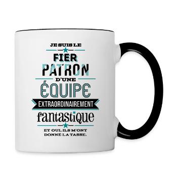 Stolzer Chef eines fantastischen Teams - Tasse zweifarbig - Weiß/Schwarz - Rechts