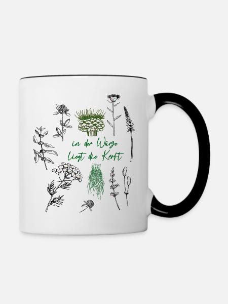 Kräuter - Tasse zweifarbig - Weiß/Schwarz