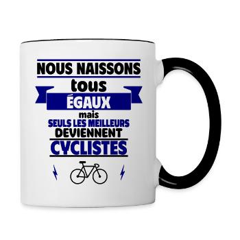 les meilleurs deviennent cyclistes - Mug contrasté - blanc/noir - Droite