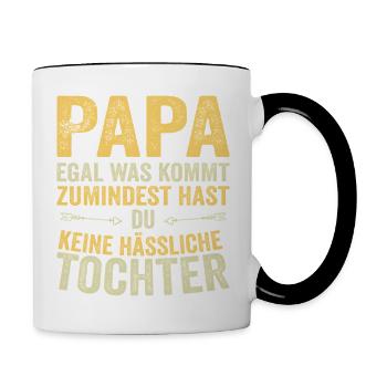 Papa Père Fille Fête des pères - Mug contrasté - blanc/noir - Droite