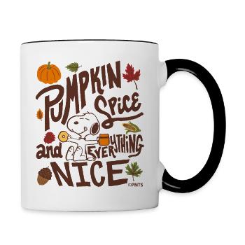 Peanuts Herbst-Design Mit Snoopy Und Spruch - Tasse zweifarbig - Weiß/Schwarz - Rechts