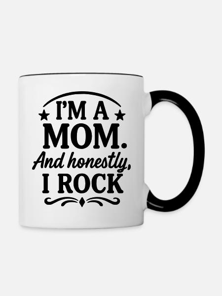 Mama und ehrlich? Ich rocke! - Tasse zweifarbig - Weiß/Schwarz