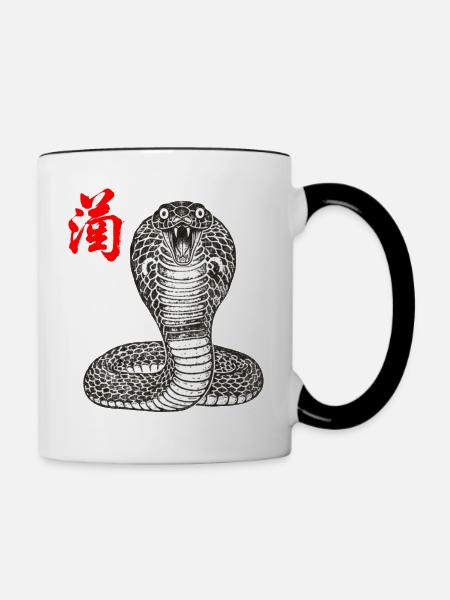 Cobra Asiatisch - Tasse zweifarbig - Weiß/Schwarz