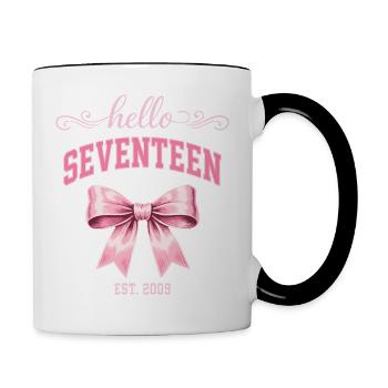 Hello Seventeen 17 Year Old Is 2009 Birthday Knot - Contrasting Mug - white/black - Right
