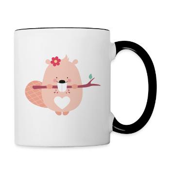 BEAVER GIRL - Tasse zweifarbig - Weiß/Schwarz - Rechts