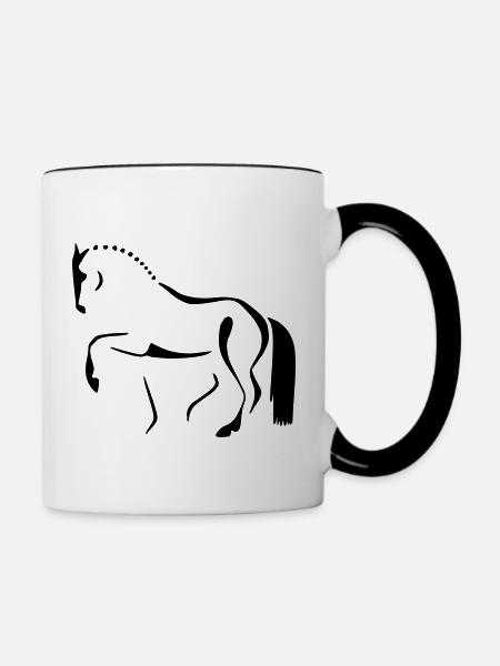Dressurpferd 1 - Tasse zweifarbig - Weiß/Schwarz