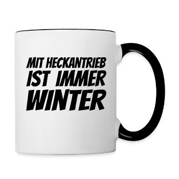 With rear-wheel drive is always winter - Contrasting Mug - white/black - Right