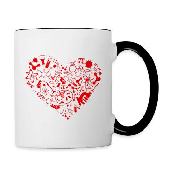 Science heart - Mug contrasté - blanc/noir - Droite