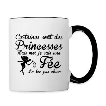 la fée pas chier - Mug contrasté - blanc/noir - Droite