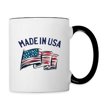 Made in USA États-Unis États-Unis drapeau américain - Mug contrasté - blanc/noir - Droite