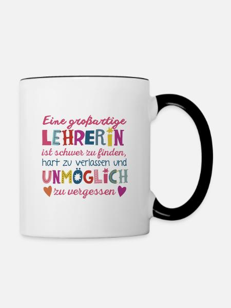 Großartige Lehrerin - Tasse zweifarbig - Weiß/Schwarz