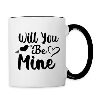 Will You Be Mine - Tasse zweifarbig - Weiß/Schwarz - Rechts