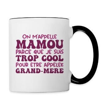 On M'appelle Mamou Et Je Suis Cool, Grand-mère - Mug contrasté - blanc/noir - Droite