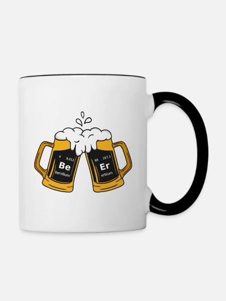 Bier Periodensystem Be Er - Tasse zweifarbig - Weiß/Schwarz