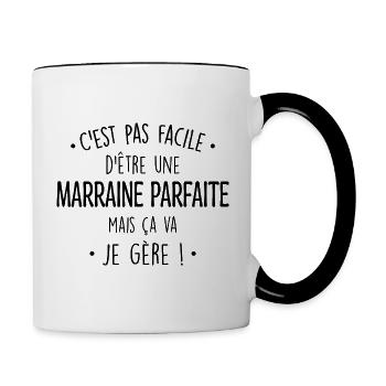C'est Pas Facile D'être Une Marraine Parfaite - Mug contrasté - blanc/noir - Droite