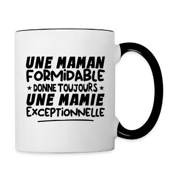 Mamie Exceptionnelle Cadeau Humour Grand-Mère - Mug contrasté - blanc/noir - Droite