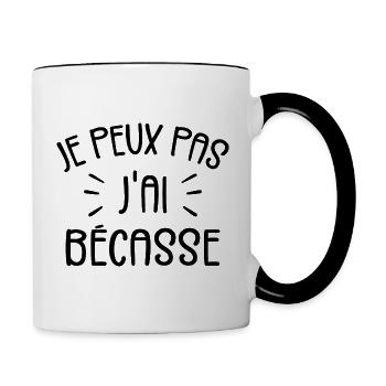Je Peux Pas J'ai Bécasse Cadeau Humour Chasseur - Mug contrasté - blanc/noir - Droite