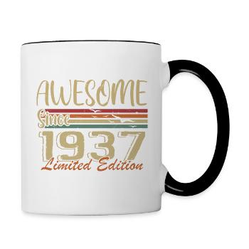 Les légendes sont nées en 1937 Vintage 1937 - Mug contrasté - blanc/noir - Droite