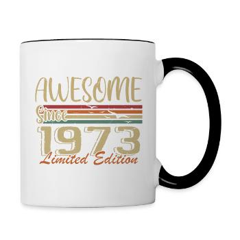 Legenden werden 1973 geboren Jahrgang 1973 - Tasse zweifarbig - Weiß/Schwarz - Rechts