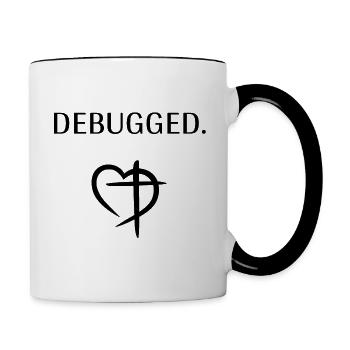 DEBUGGED - Frontprint (schwarz) - Tasse zweifarbig - Weiß/Schwarz - Rechts