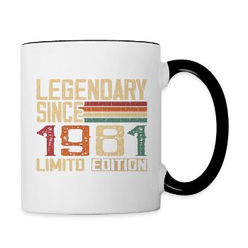 Original 1981 Vintage Geburtstagsgeschenk 1981 - Tasse zweifarbig - Weiß/Schwarz - Rechts