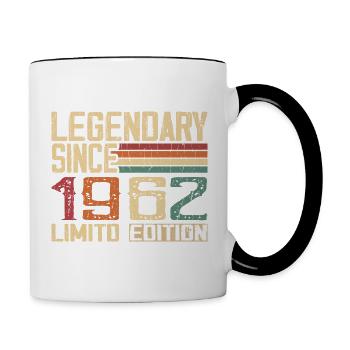 Original 1962 Vintage Geburtstagsgeschenk 1962 - Tasse zweifarbig - Weiß/Schwarz - Rechts