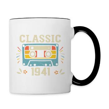 Vintage 1941 Cassette D'anniversaire Rétro 1941 - Mug contrasté - blanc/noir - Droite