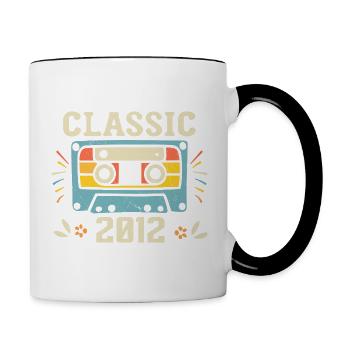 Vintage 2012 Cassette D'anniversaire Rétro 2012 - Mug contrasté - blanc/noir - Droite