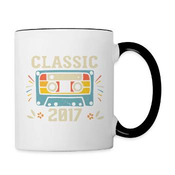 Vintage 2017 Cassette D'anniversaire Rétro 2017 - Mug contrasté - blanc/noir - Droite