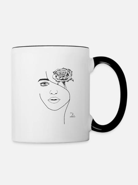 Blühendes Gesicht - Tasse zweifarbig - Weiß/Schwarz