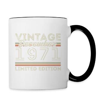 Vintage December 1971 - 54th Anniversary December - Contrasting Mug - white/black - Right