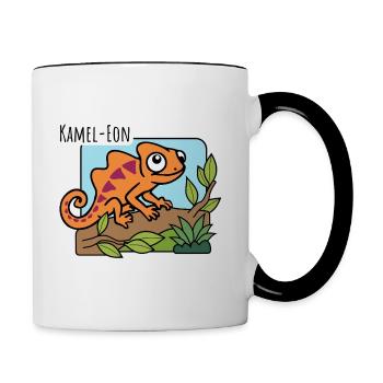 Ist ein Kamel-Eon ein Kamel oder ein Chameleon? - Tasse zweifarbig - Weiß/Schwarz - Rechts