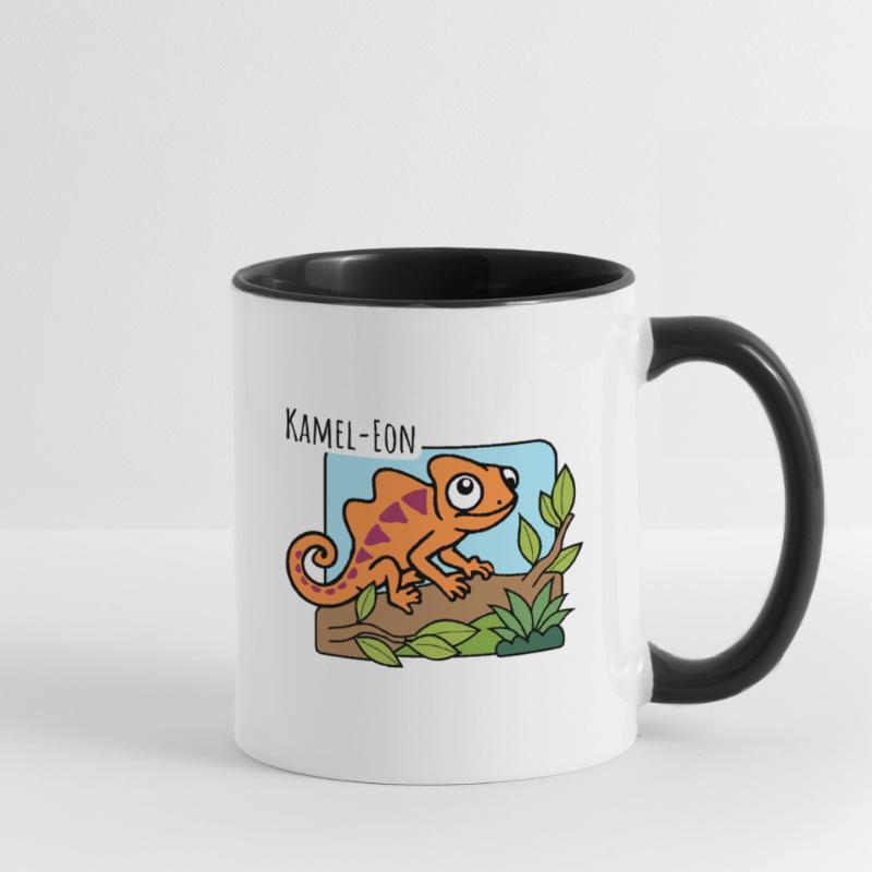 Ist ein Kamel-Eon ein Kamel oder ein Chameleon? Tasse zweifarbig