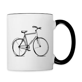 Fahrrad Strichzeichnung Rad Bike (Farbe änderbar) - Tasse zweifarbig - Weiß/Schwarz - Rechts