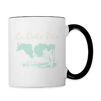 Milchkuh aus La Dolce Vita im Negativ - Tasse zweifarbig - Weiß/Schwarz - Rechts