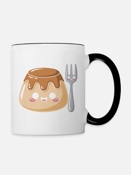 Pudding Mit Gabel - Tasse zweifarbig - Weiß/Schwarz