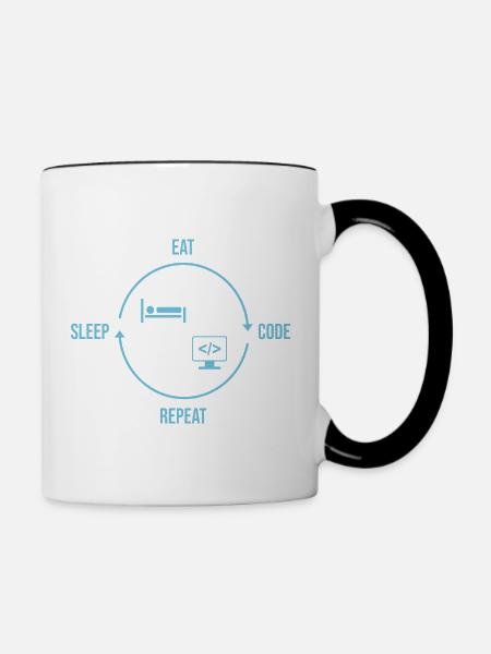 Eat Sleep Code Repeat - Programmierer Kreislauf - Tasse zweifarbig - Weiß/Schwarz