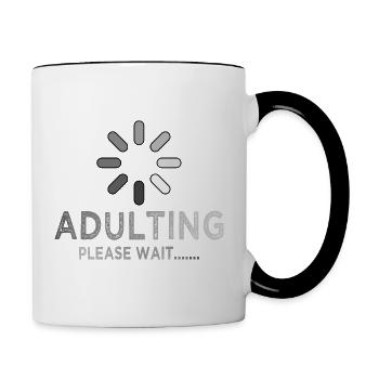Chargement adulte s’il vous plaît attendez, drôle sarcastique - Mug contrasté - blanc/noir - Droite