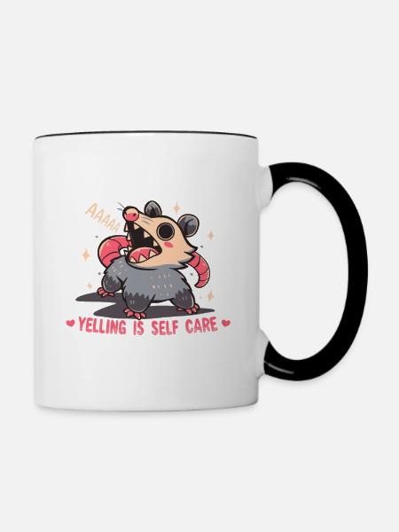 Schreien ist Selbstfürsorge - Tasse zweifarbig - Weiß/Schwarz